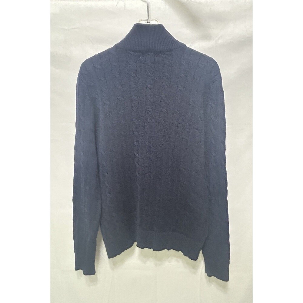 Ralph Lauren Active Mens XL Cotton Blue Cable Knit Full Zip Sweater Nautical - Picture 8 of 9